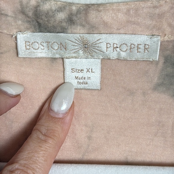 Boston Proper Pink & Grey Tied Dye Beaded Bell Sleeve Cardigan Size XL - Picture 2 of 7